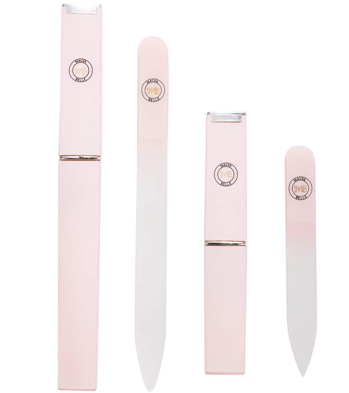 Best Crystal Nail File Set Of 2 - Perfect For Women, Kids &amp; Baby - Built To Last - Professional Manicure &amp; Pedicure Kit - For Natural, Gel, Acrylic, Fake, Gelish And Clear Nails - Extra Slim Design