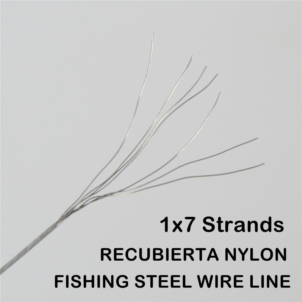 100 Metres 33 Pound 0.6mm Fishing Stee Wire Nylon Coated 1x7 Stainless Steel Leader Wire Super Soft Fishing Wire Lines