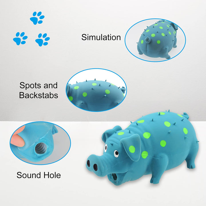 Andiker Dog Squeaky Toy, Dots Latex Dog Chew Toys with a Oinks Sound Squeaker Grunting Pig Dog Toy Durable Self Play 8 Dog Squeeze Toy for Dental Biting Chasing to Kill Boring Time (Blue)