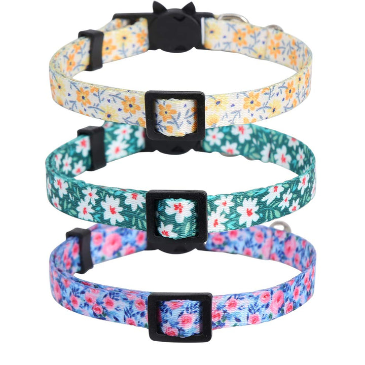 3 Pack Cat Collar Floral with Bell Breakaway Adjustable Flower for Cats Kitten