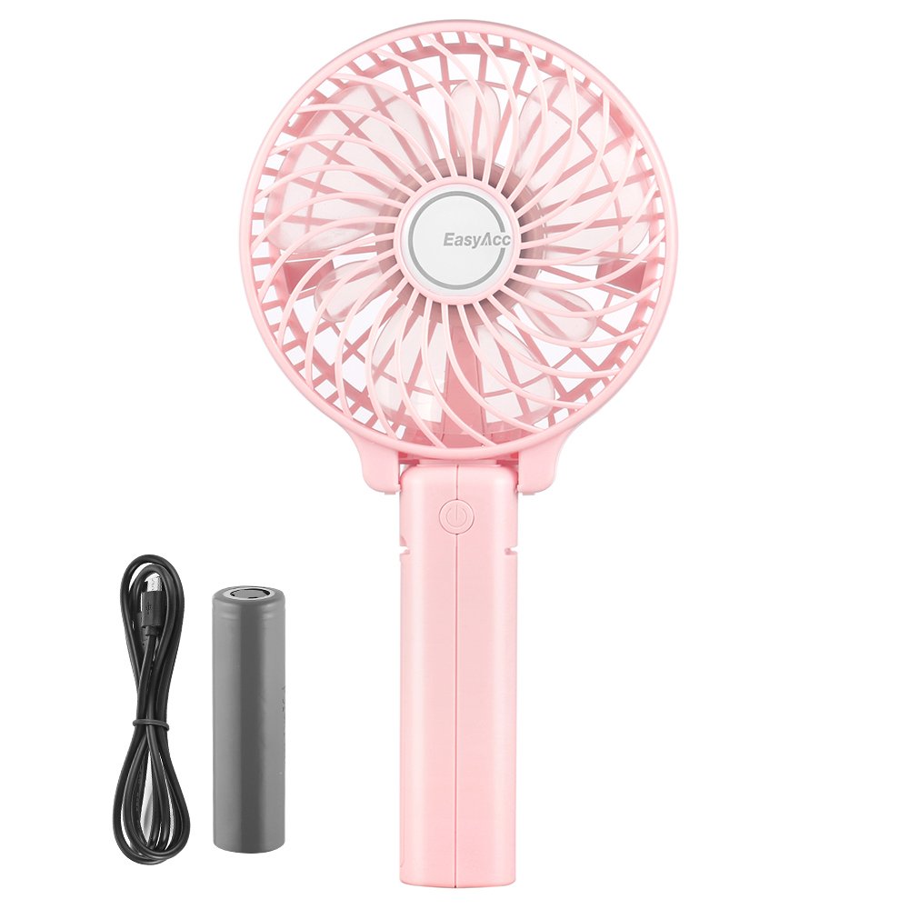 Mini Handheld Fan, USB Desk Fan Small Personal Portable Stroller Table Fan with Rechargeable Battery Operated Cooling Folding Electric Fan 3-10H Working Hours for Travel Office Outdoor