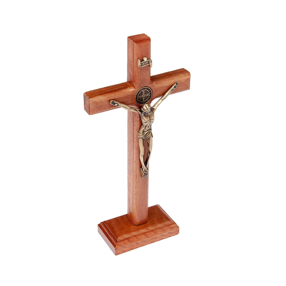 Wall and Table Wood Cross Crucifix (7.5 inch - Antique Gold)