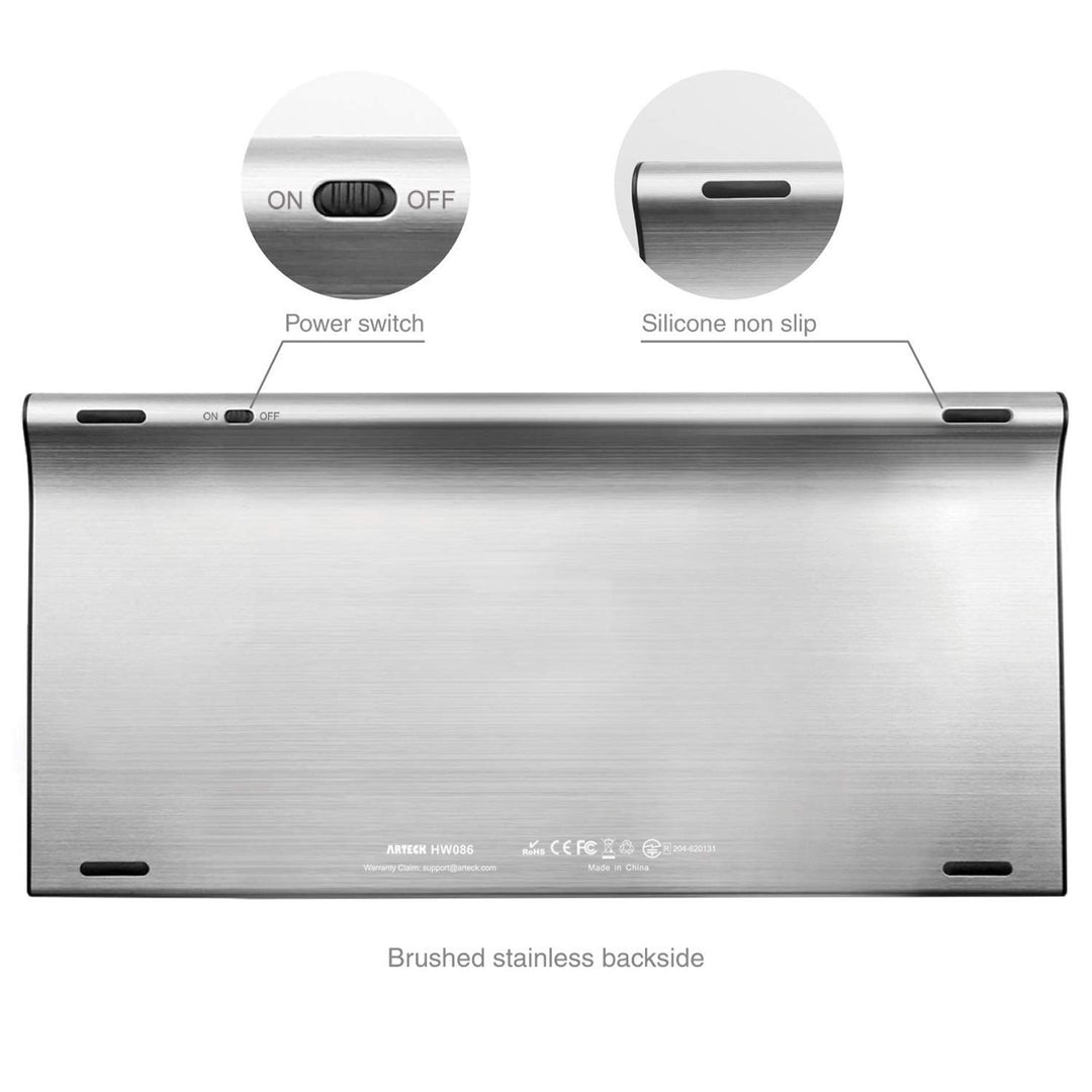 2.4G Wireless Keyboard Stainless Steel Ultra Slim Keyboard for Computer/Desktop/PC/Laptop/Surface/Smart TV and Windows 11/10 / 8/7 / Vista/XP Built in Rechargeable Battery