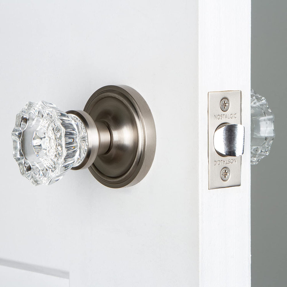 Warehouse BN40-CLACRY-SN Classic Rosette with Crystal Knob Privacy, Satin Nickel