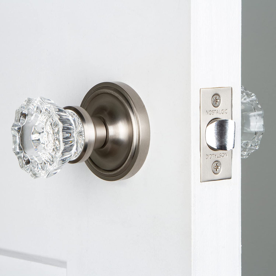 Warehouse BN40-CLACRY-SN Classic Rosette with Crystal Knob Privacy, Satin Nickel