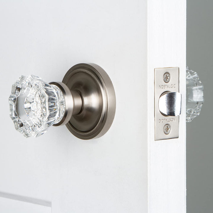 Warehouse BN40-CLACRY-SN Classic Rosette with Crystal Knob Privacy, Satin Nickel