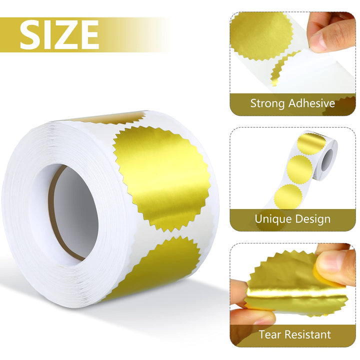 Certificate Wafer Embossing Seal Stickers Labels Stickers with Serrated Edge for Envelopes Business School, 2 Inch Round
