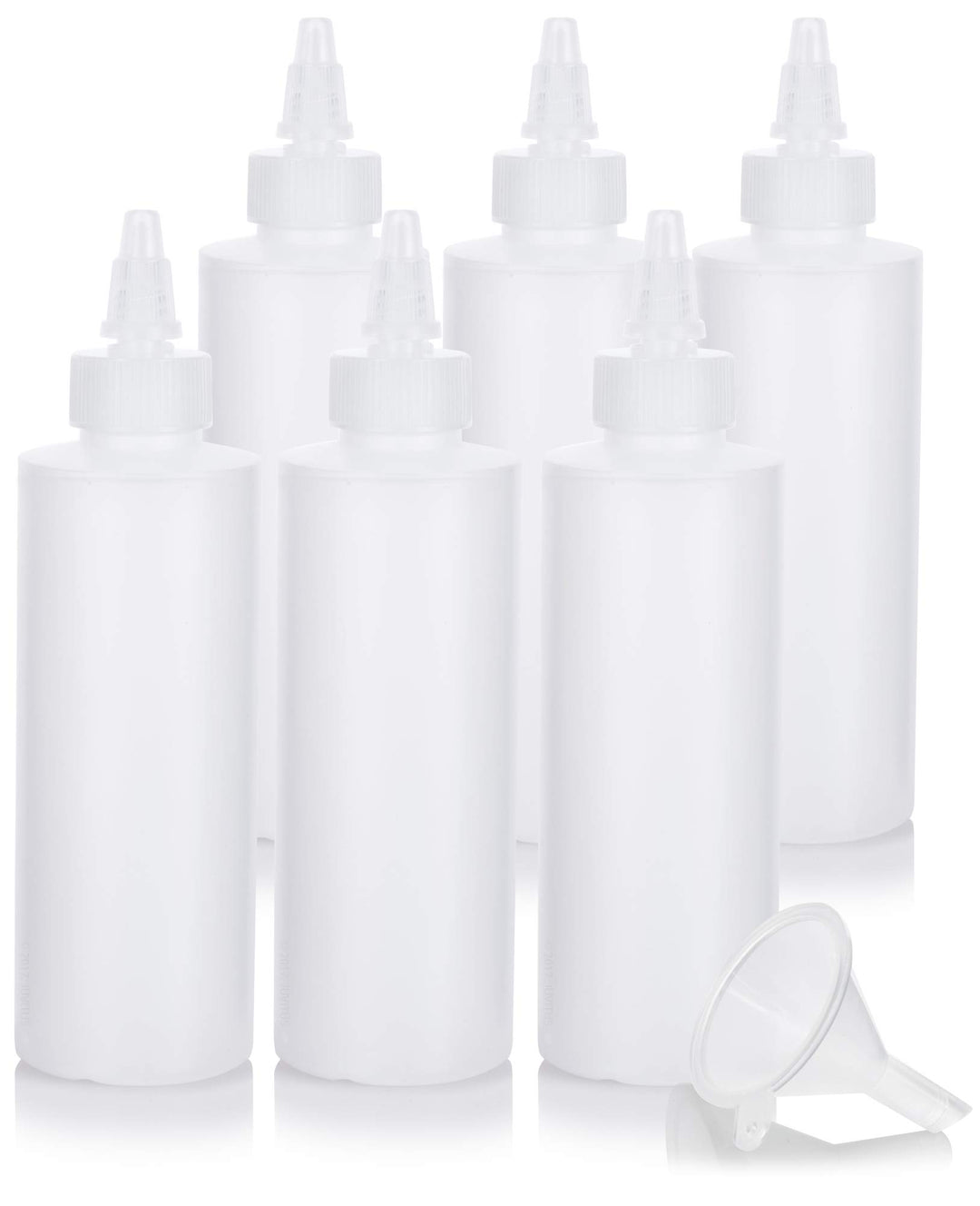 6 oz Clear Natural Refillable Plastic Squeeze Bottle with Twist Top Spout (6 pack)