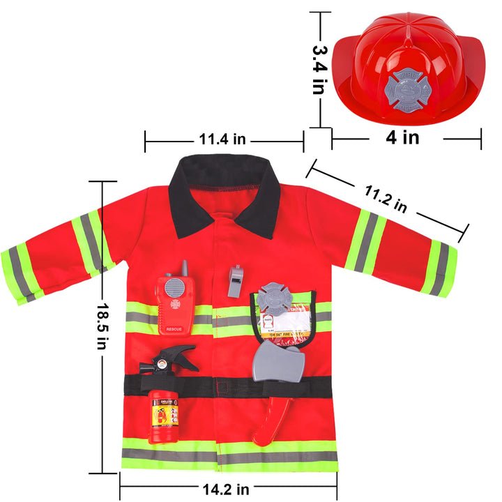Fireman Costume for Kids 3 4 5 Years Old, Firefighter Tools with Fire Extinguisher, Pretend Play Toy Gift for Toddler Boys &amp; Girls