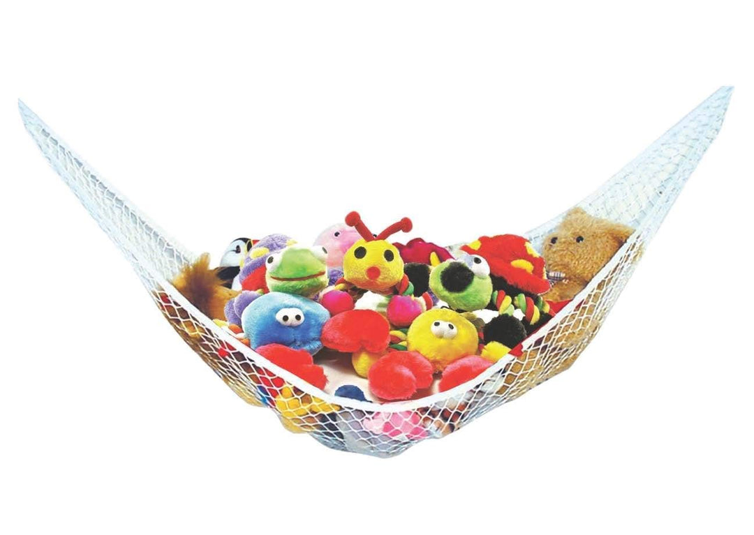 Stuffed Animal Toy Hammock - Hanging Storage Net - Toy Organizer for Clean, Organized and Orderly Room - Comes with an E-Book - Durable and Easy to Install - Nylon and Polyester (White)
