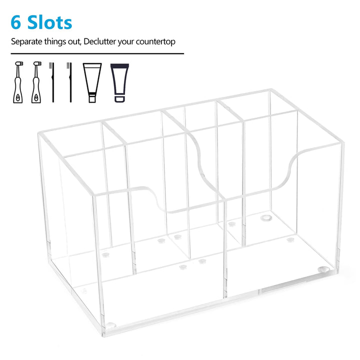 Small Toothbrush Holder for Bathroom, 5 Slots Clear Acrylic Bathroom Accessories Organizer for Small Spaces