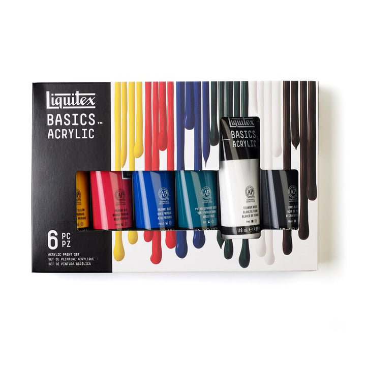 Liquitex BASICS Acrylic Paint Set, 6 x 118ml Tube Paint
