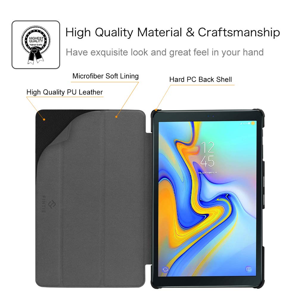 Slim Case for Samsung Galaxy Tab A 10.5 2018 Model SM-T590/T595/T597, Ultra Thin Lightweight Stand Cover with Auto Sleep/Wake, Black