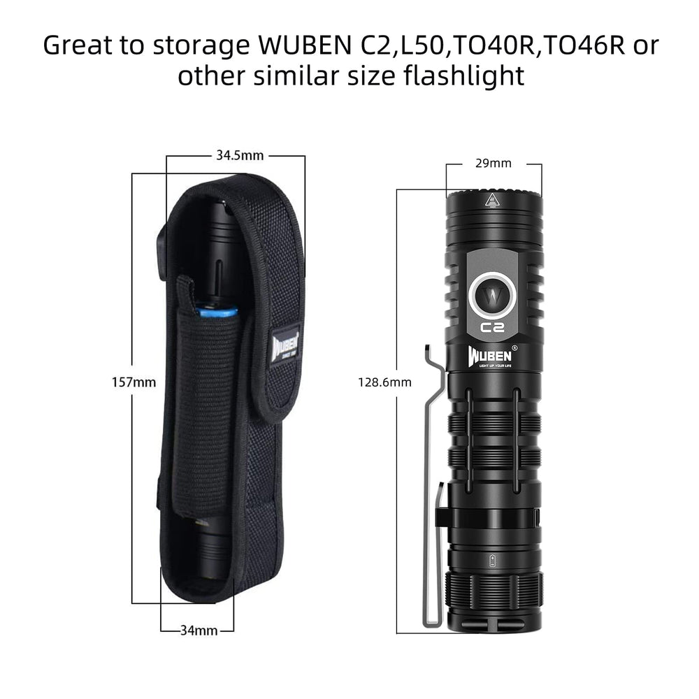 WUBEN Tactical Flashlight Nylon Holster, Adjustable Hea