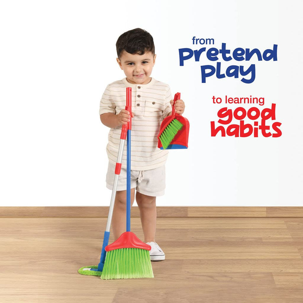 Kids Cleaning Set 4 Piece - Toy Cleaning Set Includes Broom, Mop, Brush, Dust Pan - Toy Kitchen Toddler Cleaning Set is A Great Toy Gift for Boys & Girls