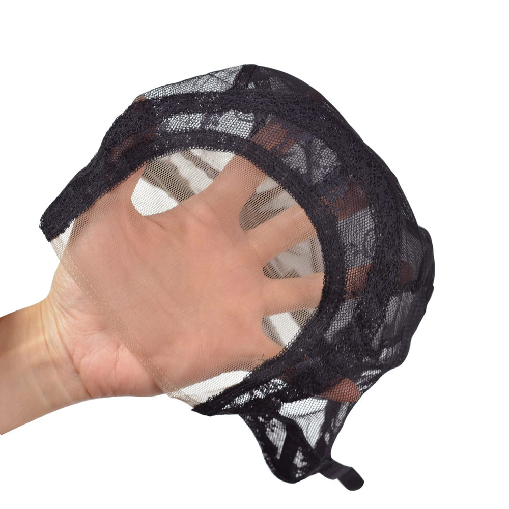 2 Pieces Black 4X4 Inch U Part Swiss Lace Wig Cap with Adjustable Straps on the Back Glueless Hairnets Lace Wig Cap for Making Wigï¼Ë†Black Mï¼â€°