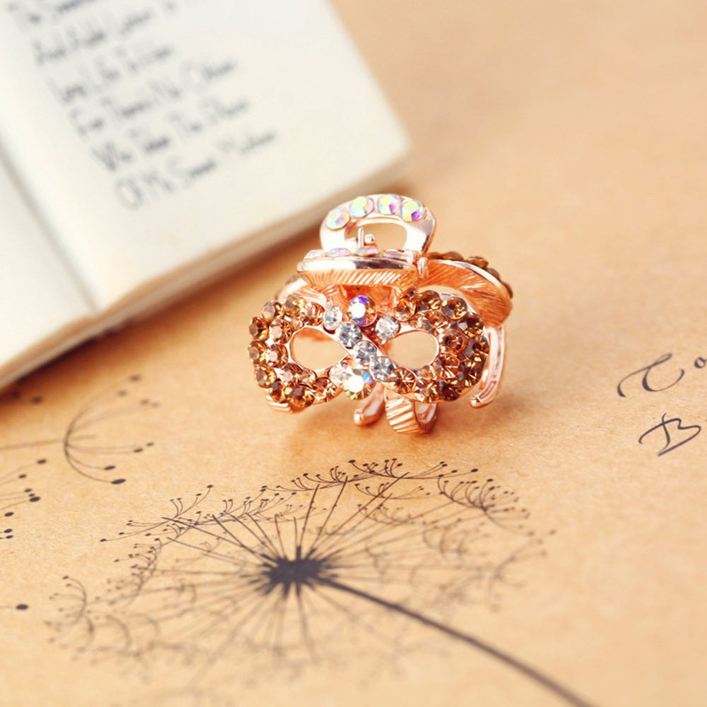 Casualfashion 4Pcs Cute Korean Fashion Hair Accessories, Mini Crystal Rhinestone Hair Claws Gripper Bangs Clips Holder