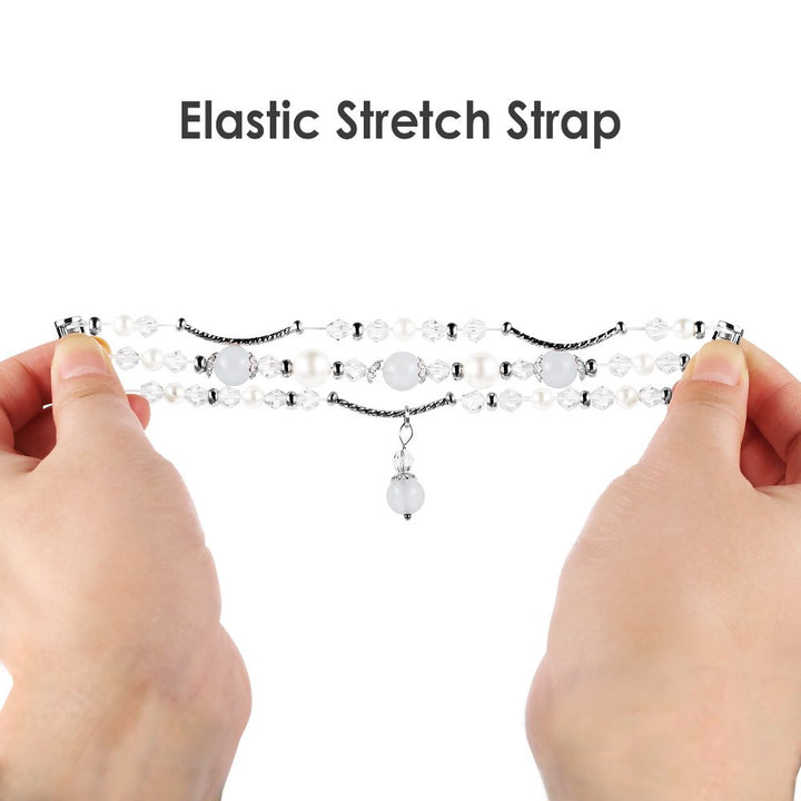 Fashion Elastic Band Compatible with Fitbit Blaze Smartwatch Fitness, Small(6.3) Handmade Beaded Jewelry Bracelet Band Strap Replacement for Fit bit Blaze Women, White