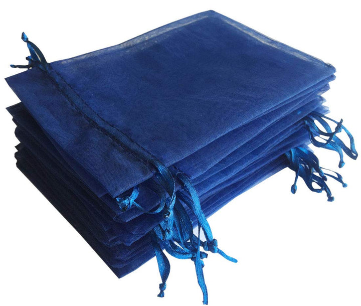 100 Pc 4x6 inch Gift Wrap Bags Navy Blue,Organza Sheer 