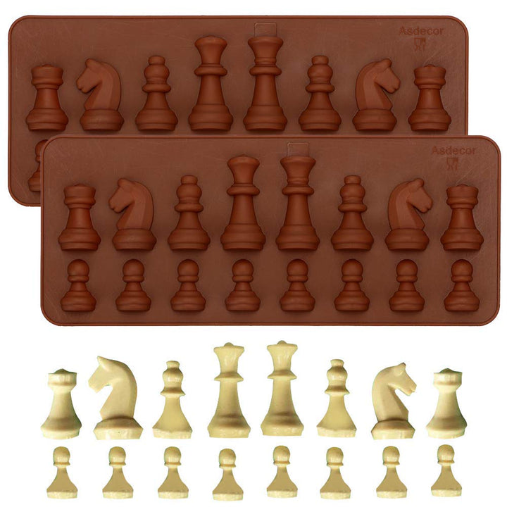 2Pcs Chess Piece Chocolate Candy Molds, International C