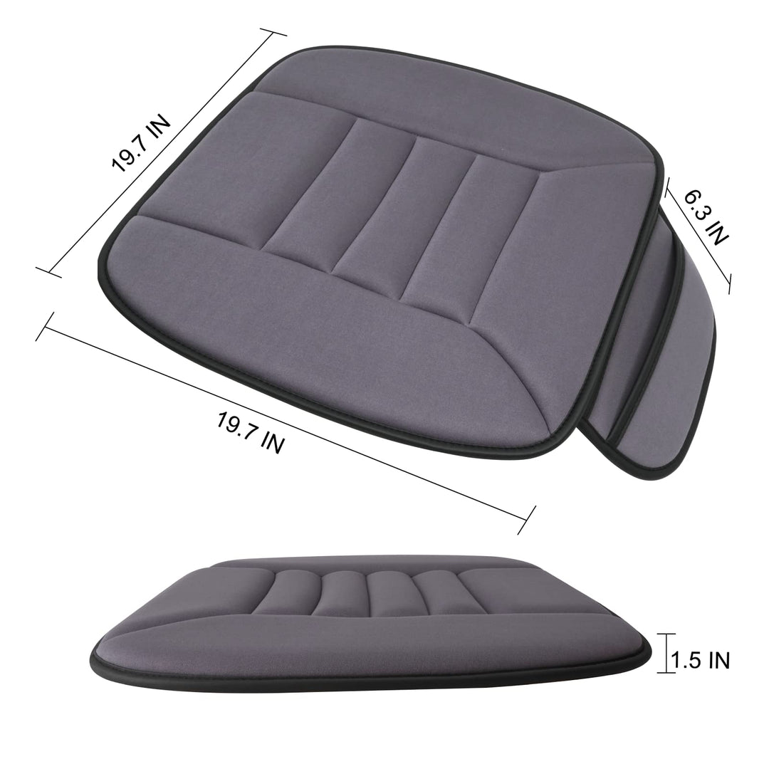 Premium Car Seat Cushion, Driver Seat Cushion with Comfort Memory Foam &amp; Non-Slip Rubber Bottom, Car Seat Pad Works with 95% of Vehicles and Office Chair or Home (Grey)