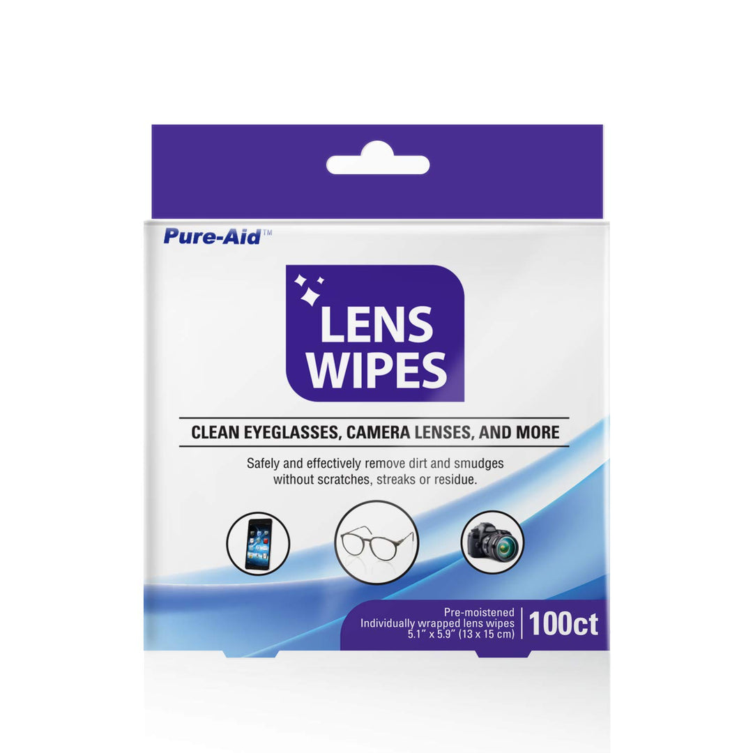 Pure-Aid Lens Wipes for Eyeglasses, Screens, and Cameras, 32 Count (1 Pack)