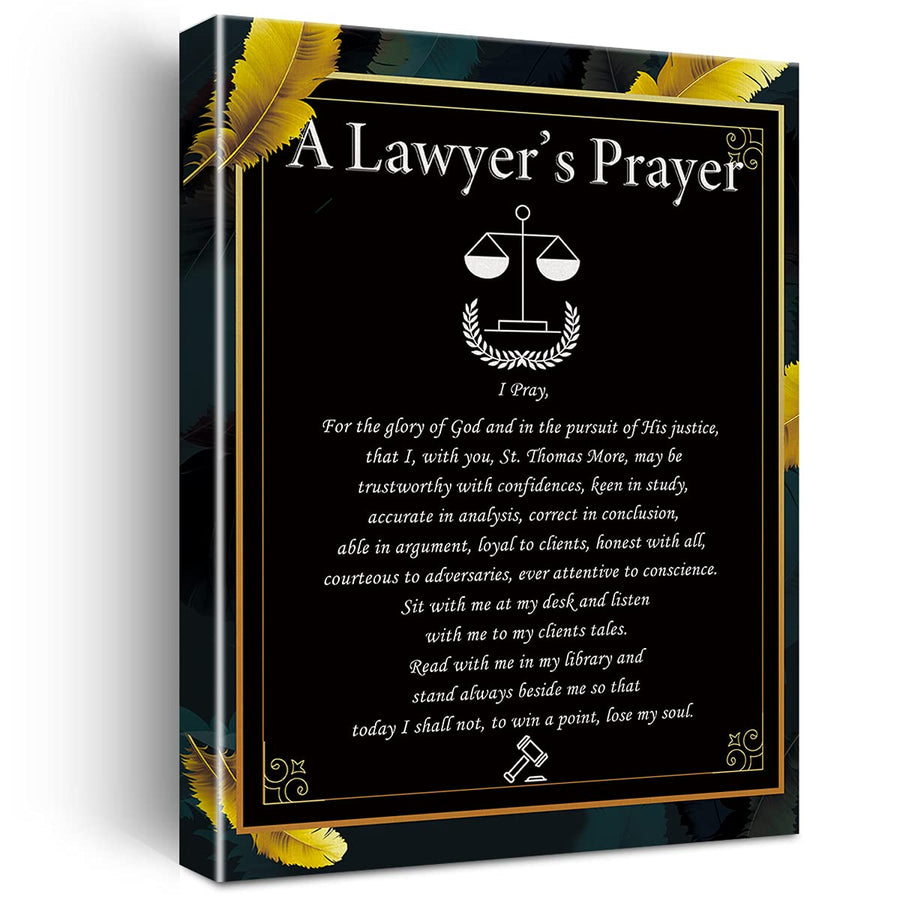 Inspirational Wall Art a Lawyer's Prayer Canvas Painting Prints for Home Wall Decor Framed Artwork Lawyer Graduation Law Student Gifts(12x15 Inch)