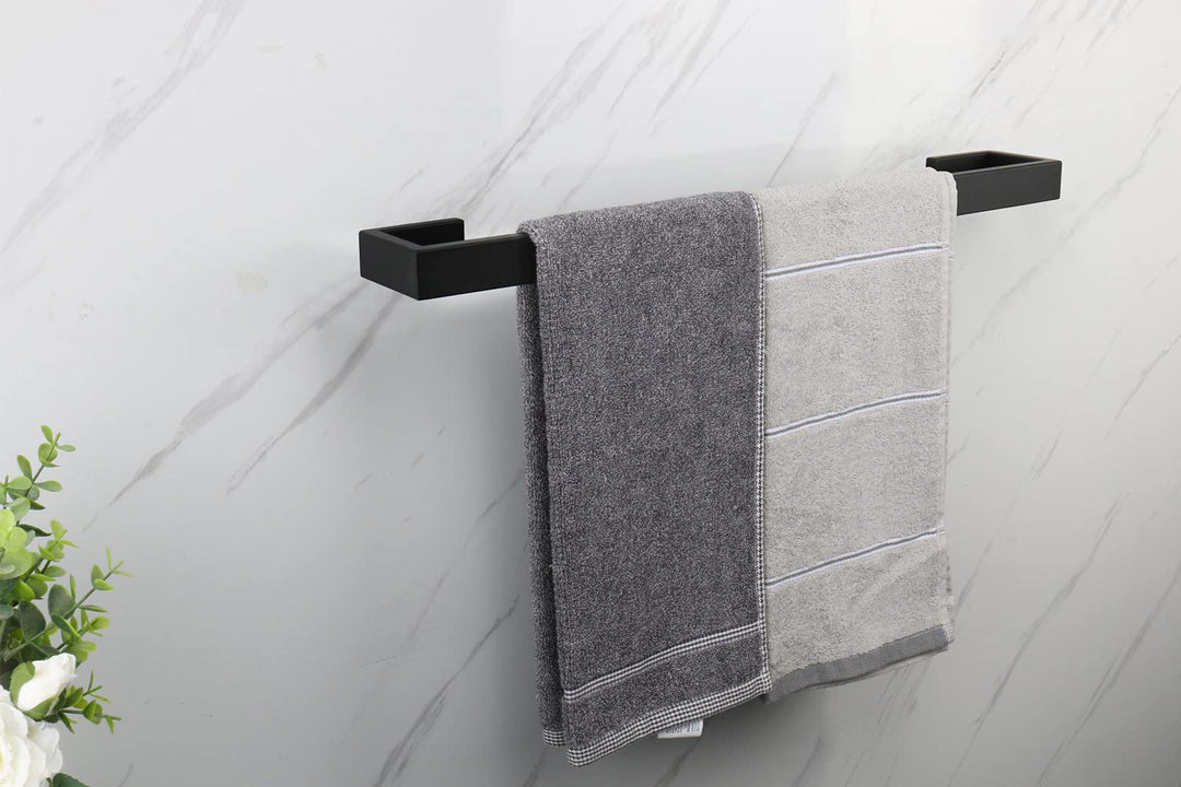 Bath Towel Rack - Square Base Thicken SUS304 Stainless Steel Towel Bar for Bathroom, Bathroom Bar Accessories Towel Rod Heavy Duty Wall Mounted Towel Holder (Matte Black, 20 Inch)