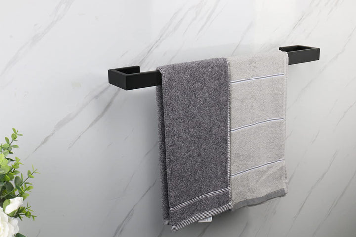 Bath Towel Rack - Square Base Thicken SUS304 Stainless Steel Towel Bar for Bathroom, Bathroom Bar Accessories Towel Rod Heavy Duty Wall Mounted Towel Holder (Matte Black, 20 Inch)