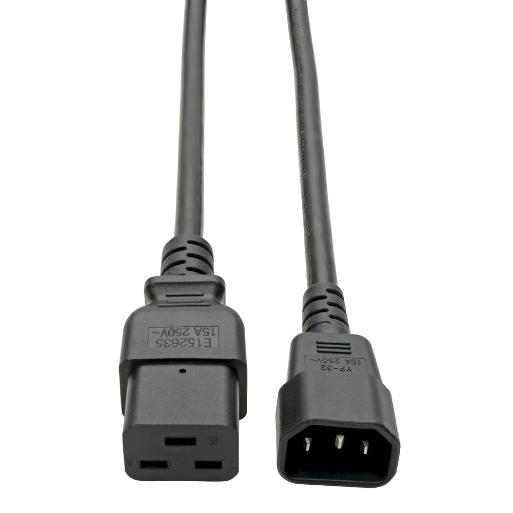 Heavy-Duty Power Cord, 15A, 14AWG (IEC-320-C19 to IEC-320-C14) 6-ft.(P047-006),Black