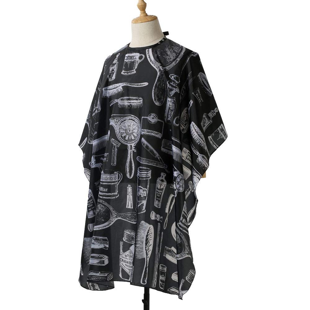 Professional Waterproof Hair Styling Cape Nylon Haircuting Salon Cape Gown Hair Salon with Snap Closure - 50 x 60 Black