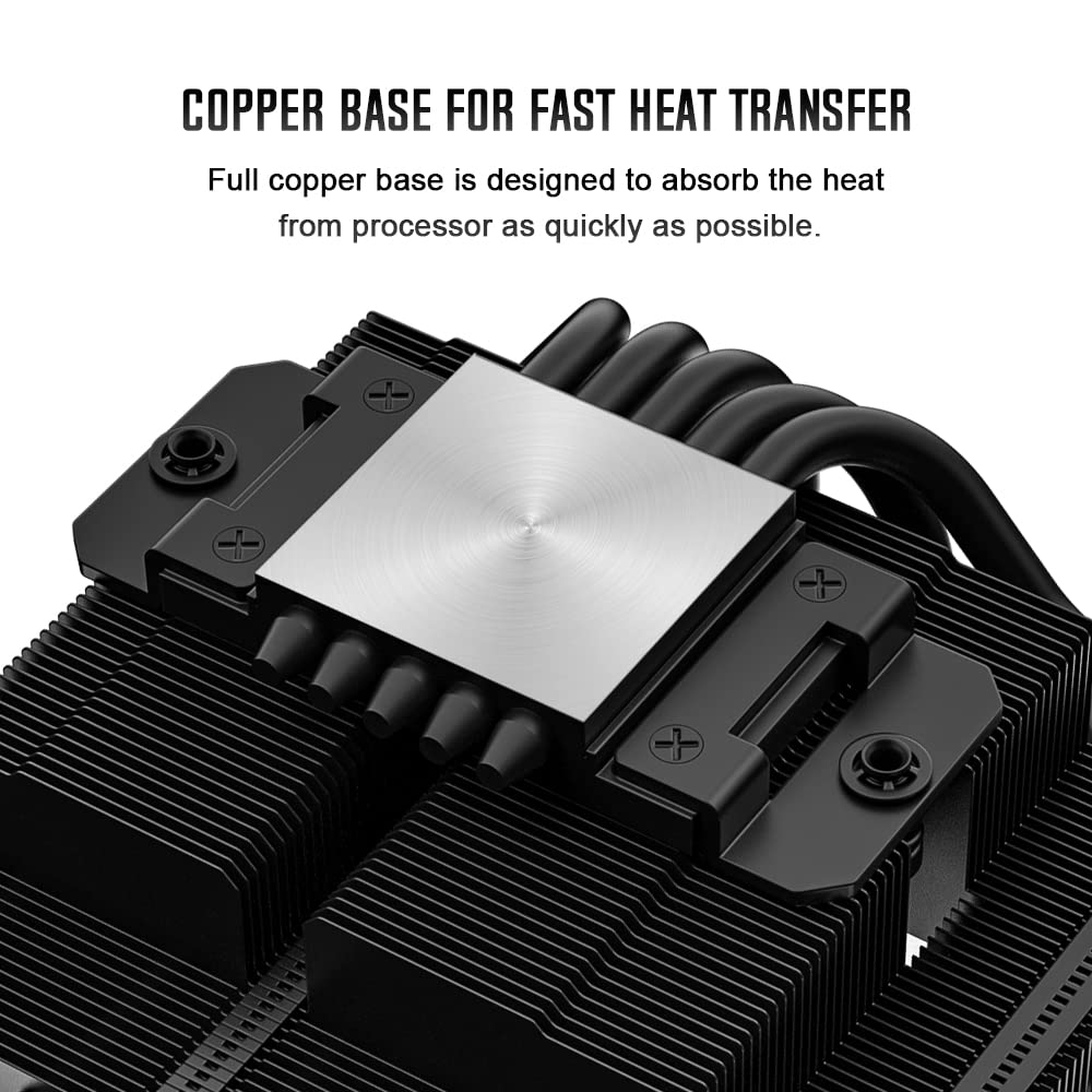 IS-55 Black CPU Cooler Low Profile 55mm Height CPU Air Cooler 5 Heatpipes 120x120x15mm Slim Fan, CPU Fan for Intel LGA1851/1700/115X/1200; AMD AM4/AM5