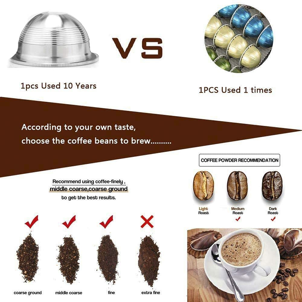 Reusable Vertuo Capsules Stainless Steel Refillable Coffee Pods for Nespresso Vertuo Coffee Machines GCA1 and ENV135S