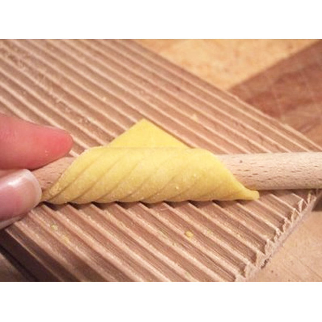 Garganelli and Gnocchi Stripper with Paddle, Natural Beechwood, Brown