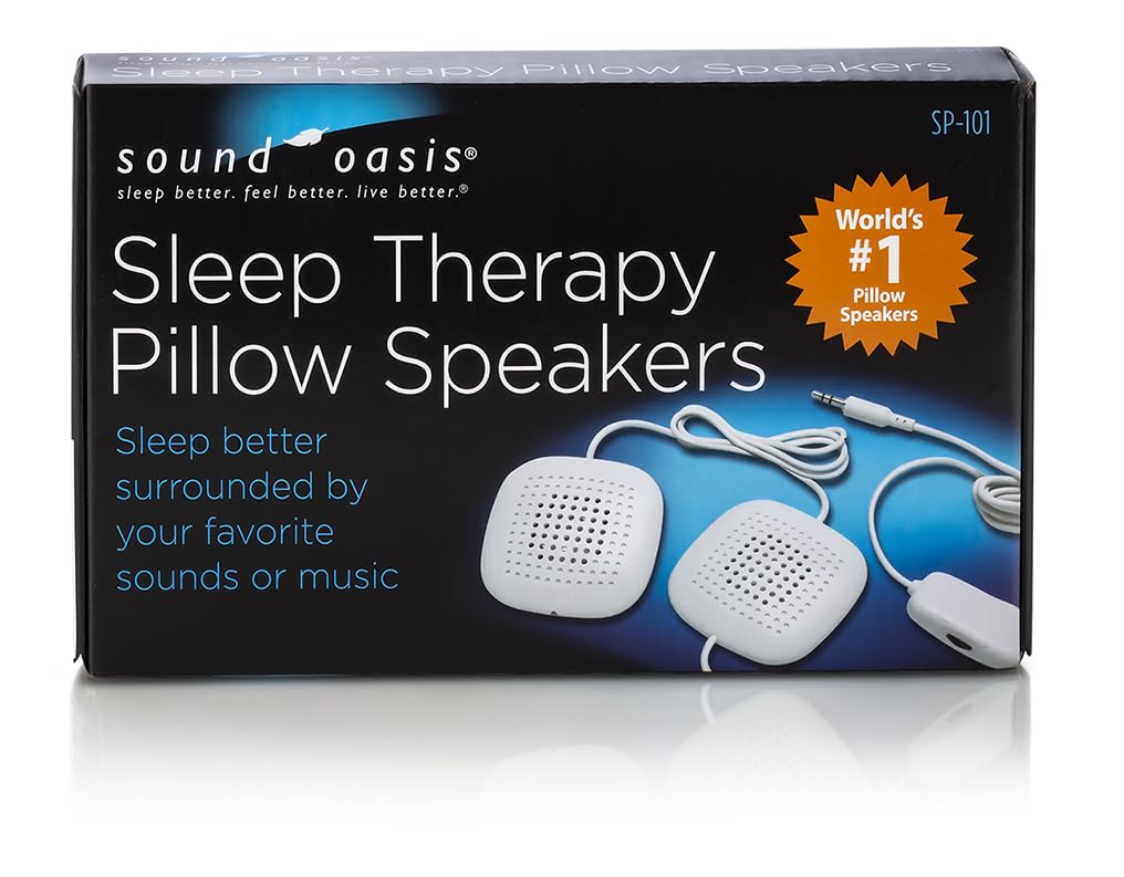 Pillow Speakers, 2 UltraThin Stereo Speakers, Volume Control, Surround Sound for Music, Sleep, Tinnitus Masking, Connect to External Sound Source with 1/8 3.5mm Headphone Jack Plug, White