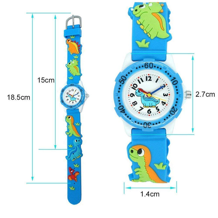 Kids Watch for Boys Girls, Toddler Watch Digital Analog Wrist Waterproof Watches with 3D Cute Cartoon Silicone Band, Best Gift for 3-10 Years Old Childrens (A Dinosaur Blue)