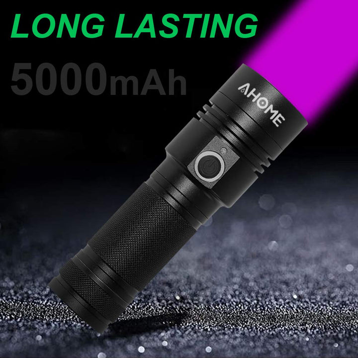 AHOME V3 UV Blacklight Flashlight [USB Rechargeable] 10W Black Light 395nm Ultraviolet LED Lamp, Scorpion Finder & Pet Urine Detector with Charging Cable