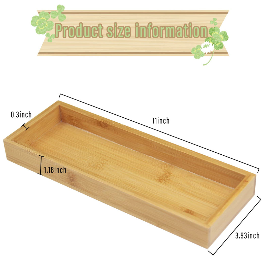 Natural Bamboo Wooden Bathroom Organizer Vanity Tray Cosmetic Makeup Holder Tray for Toilet Tank Kitchen Office Decoration Wooden Tray
