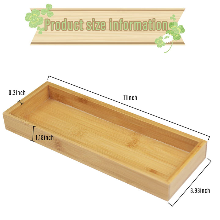 Natural Bamboo Wooden Bathroom Organizer Vanity Tray Cosmetic Makeup Holder Tray for Toilet Tank Kitchen Office Decoration Wooden Tray