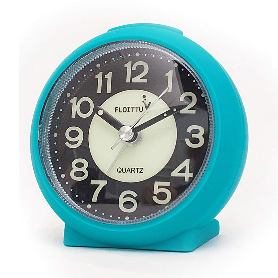 Portable Travel, Loud Beep Sound Battery Alarm Clock with Snooze and Light,Silent with Non Ticking,Luminous, Ultra Small(Sky Blue)