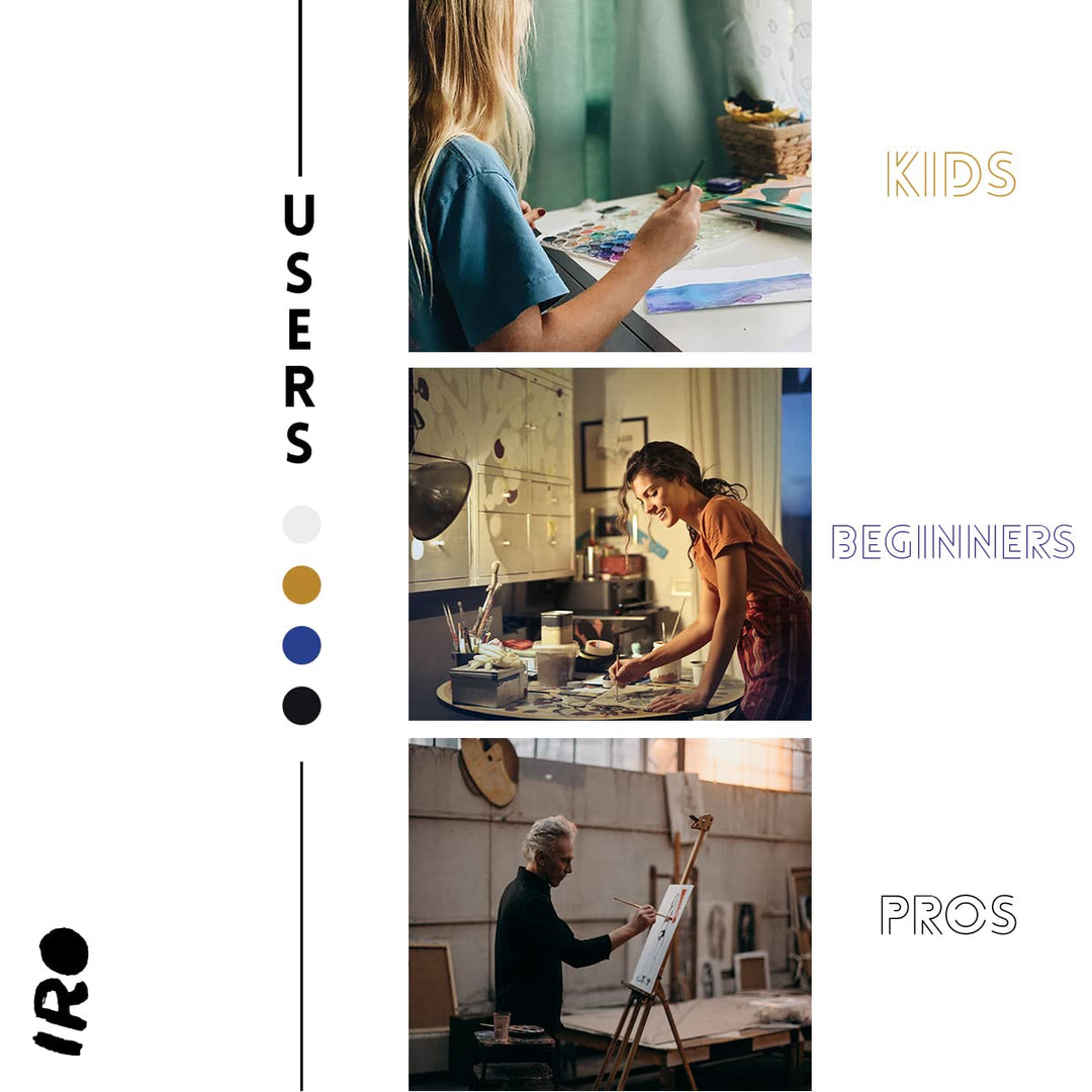 IRO Artist Paint Brush Set of 15 Professional Flat Pain