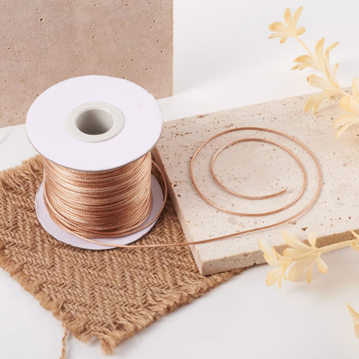 85 Yards 1mm Korean Waxed Polyester Cord Beading String Threads Knotting Braiding Round Cord Ropes Crafting Cord Wire Dark Goldenrod for DIY Bracelet Macrame Necklace Jewelry Making