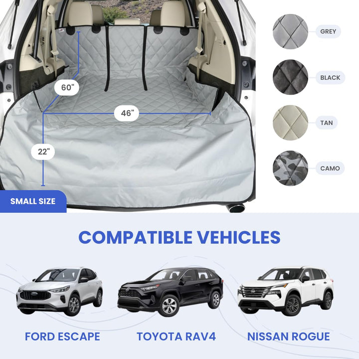 SUV Cargo Liner, Trunk Protector for Vehicles, Durable Cargo Mat for SUV, Compatible with 60/40 Split Seats &amp; Armrest Pass-Through, Waterproof, Easy to Clean, Non-Slip - Small Size, Black