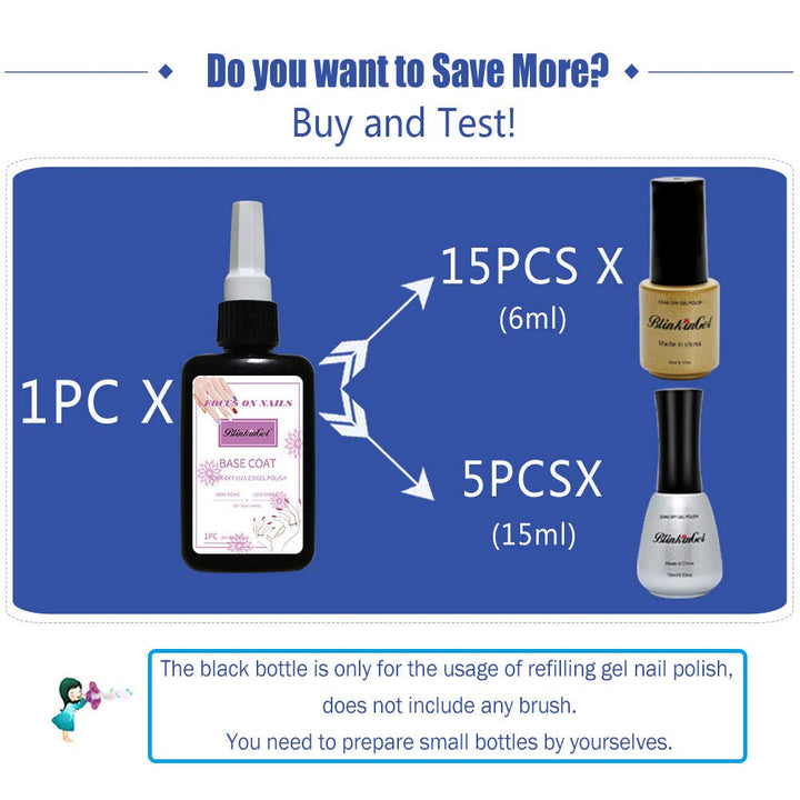 Base Coat Nail Polish, Base Coat Soak Off UV LED Gel Nail Polish Lacquer ââ‚¬â€œ 2.71 Oz, 80ml