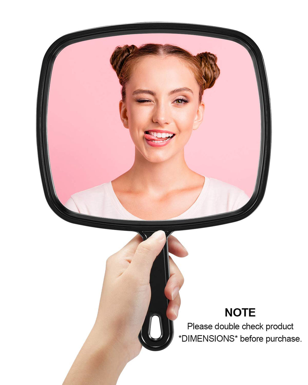 Extra Large Hand Mirror, Salon Barber Hairdressing Handheld Mirror with Handle (Square Black 9 x 12.4)