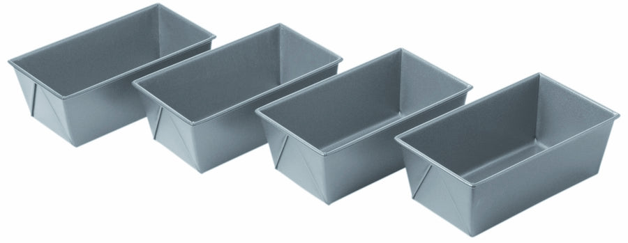 Commercial II Non-Stick Mini Loaf Pans, 5-3/4 by 3-1/4 by 2-1/4-Inch, Gray , 4 Count (Pack of 1)