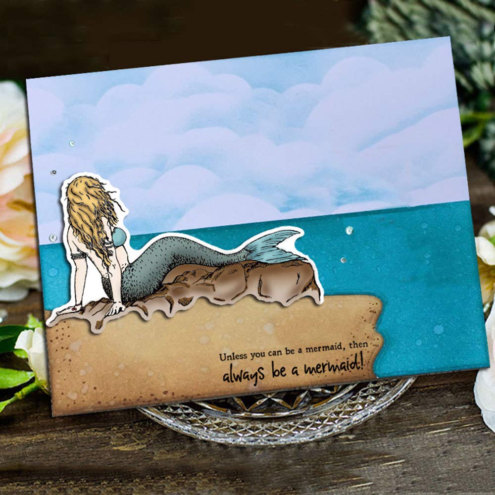 Mermaid Compass Ship Captain Lighthouse Pearl in Shell Clear Stamps and Dies Set, 6.1 by 7.5 Inch, DIY Scrapbooking Card Making Paper Crafts Silicone Stamps and Dies