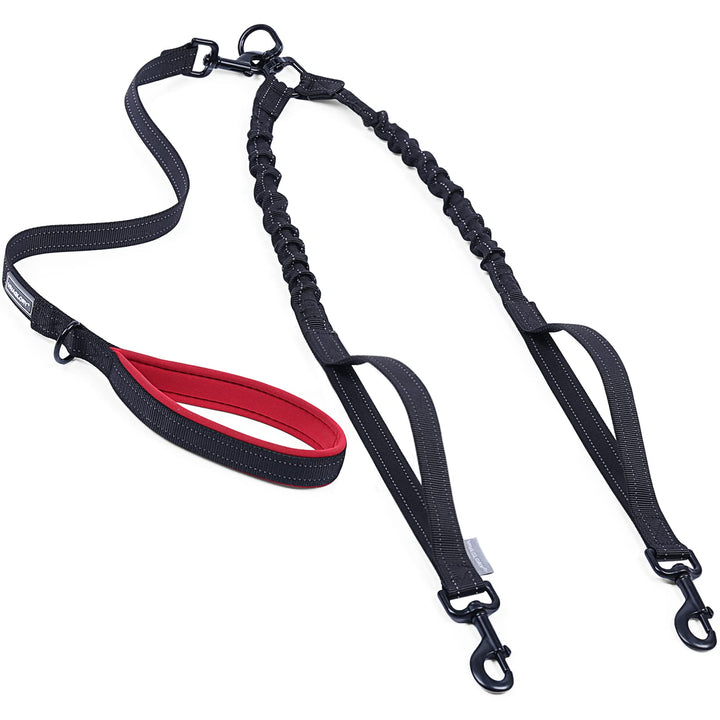 Double Dog Leash, Two Dog Leash No Pull &amp; Tangle Free Bungee Dog Leash, Dual Dog Leash with Traffic Handles Reflective for Medium to Large Dogs for Daily Walking &amp; Training