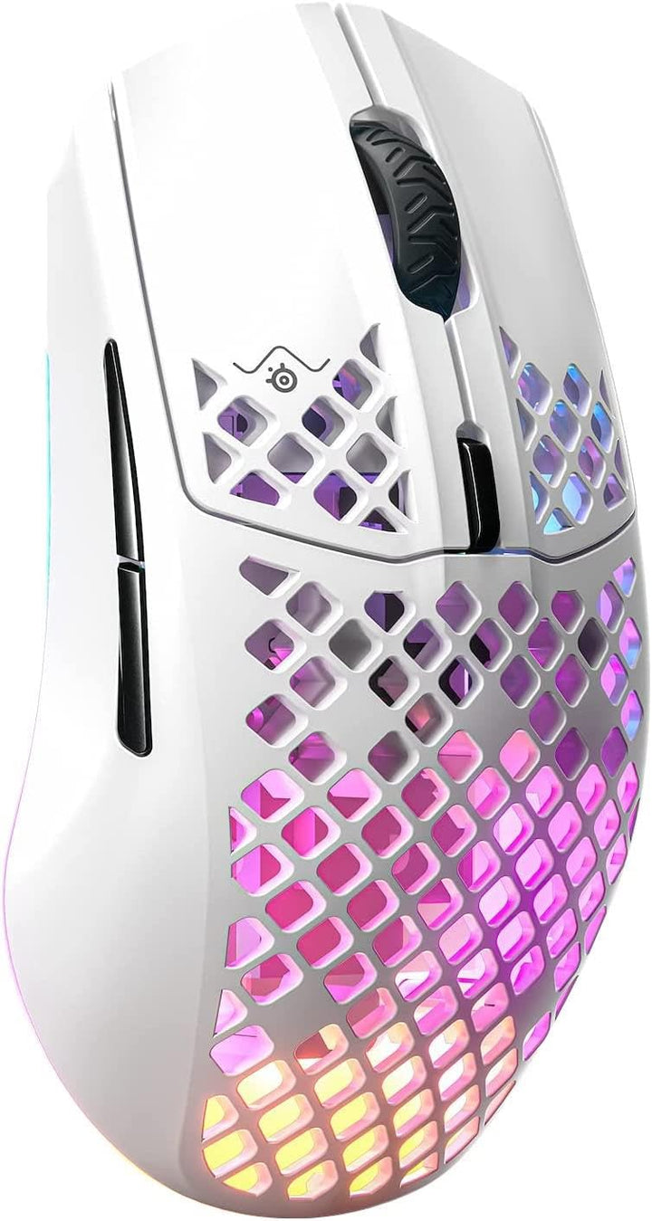 Aerox 3 Wireless - Holey RGB Gaming Mouse - Ultra-lightweight Water Resistant Design - 18K DPI TrueMove Air Optical Sensor -Snow