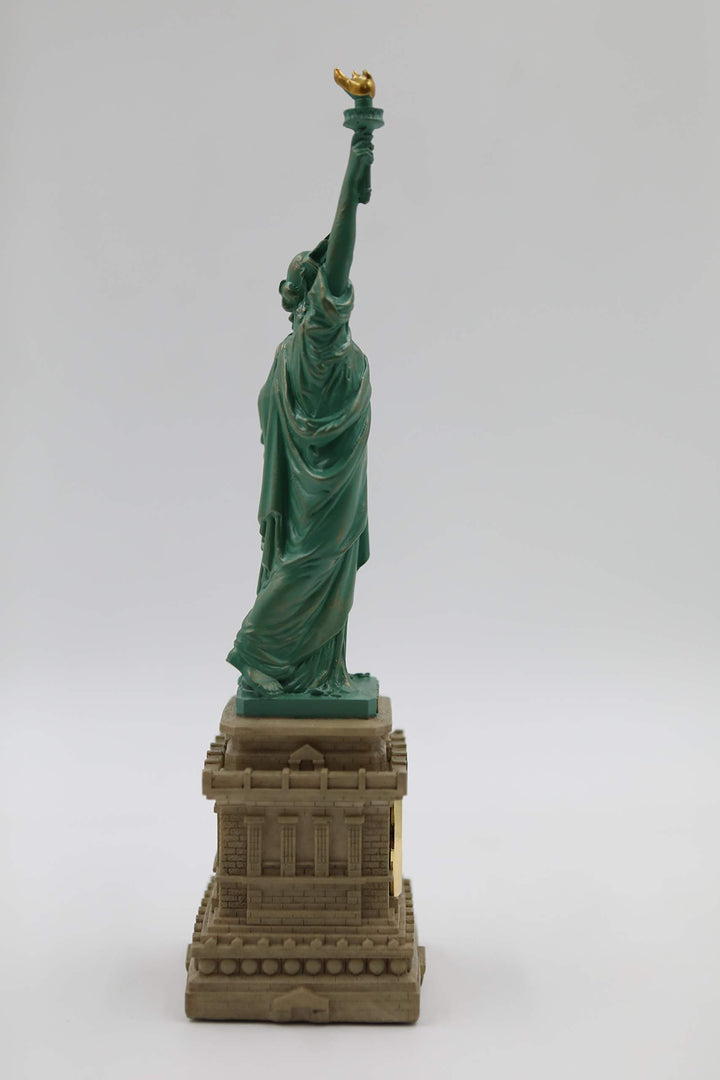 ZIZO Statue of Liberty Replica New York City Landmark Souvenir Lady Liberty Statue Figurine Clock 8 inches (Green)